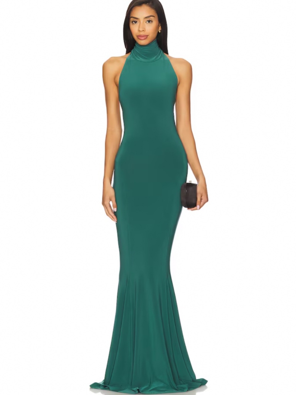 Norma Kamali Emerald Green Halter Maxi Dress